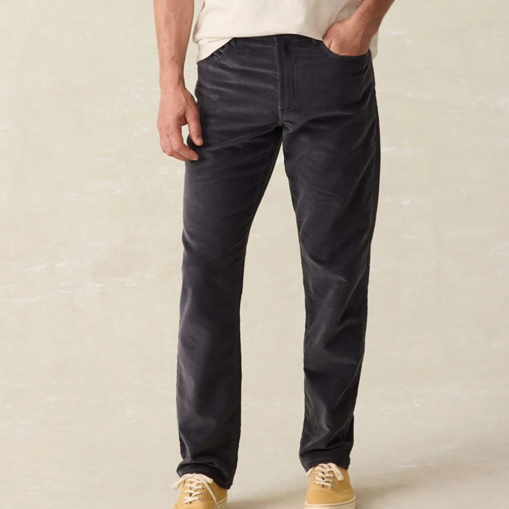Faherty Stretch Terry Corduroy‎ 5-Pocket Pant Washed Black 40x32 NWT